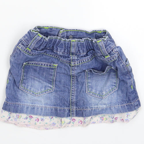 Marks and Spencer Girls Blue  Denim A-Line Skirt Size 2 Years