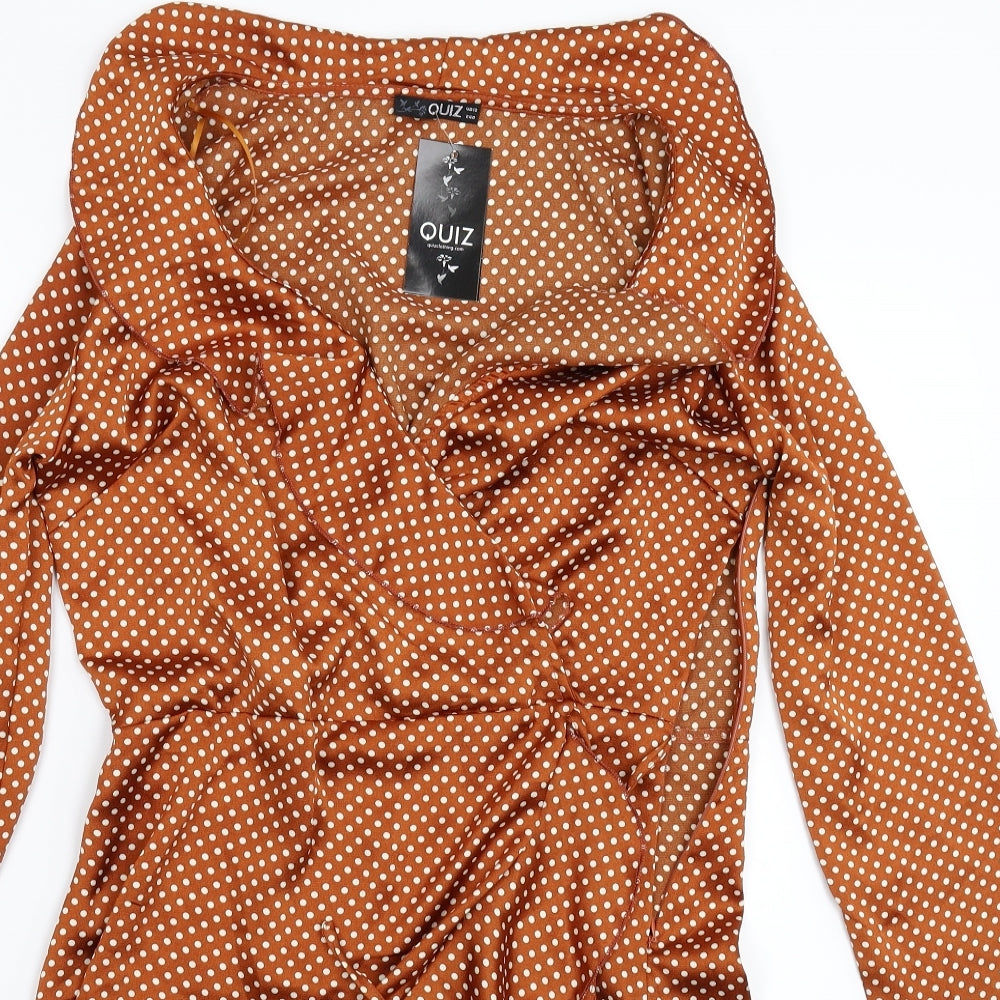 Quiz Womens Brown Polka Dot  Sheath  Size 12