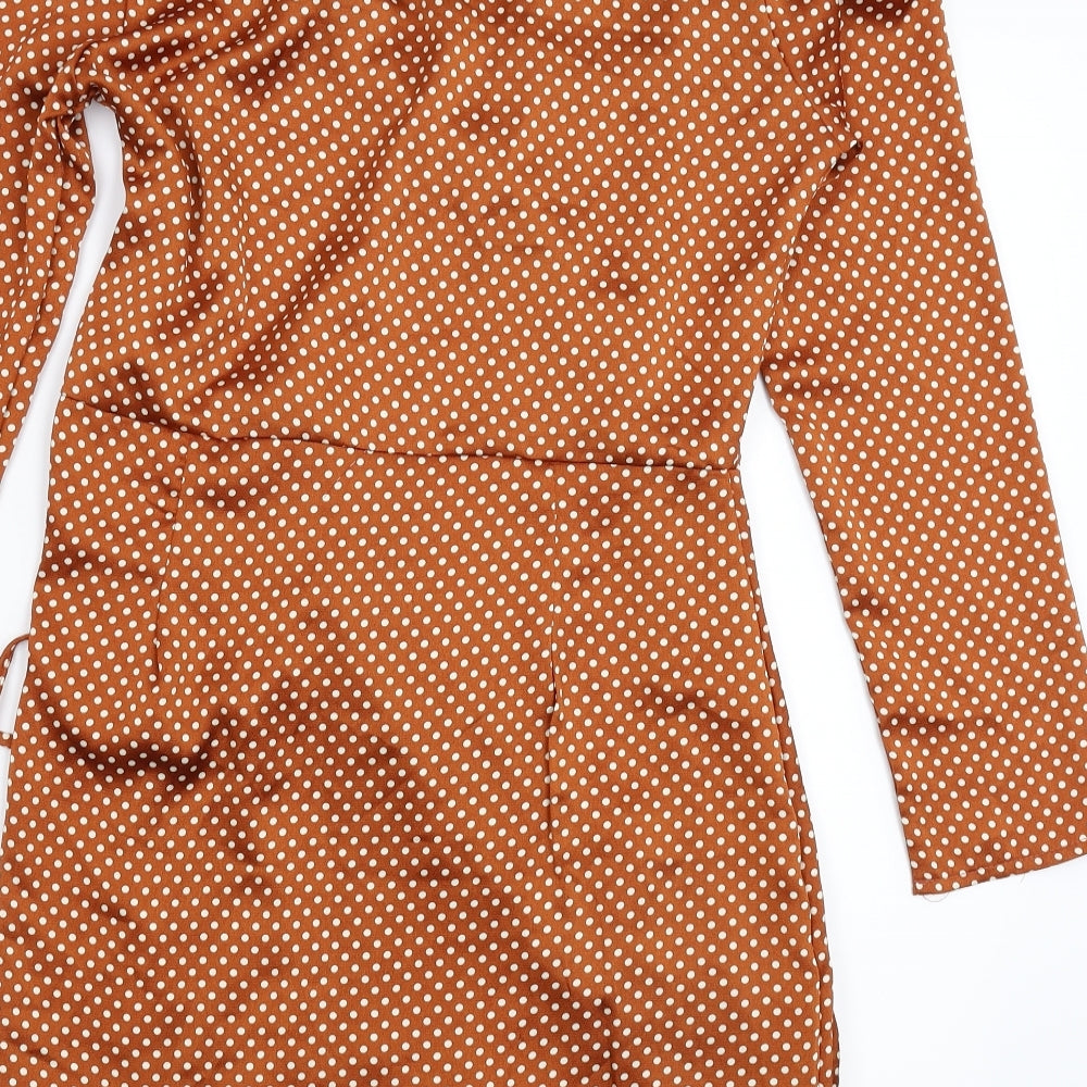 Quiz Womens Brown Polka Dot  Sheath  Size 12