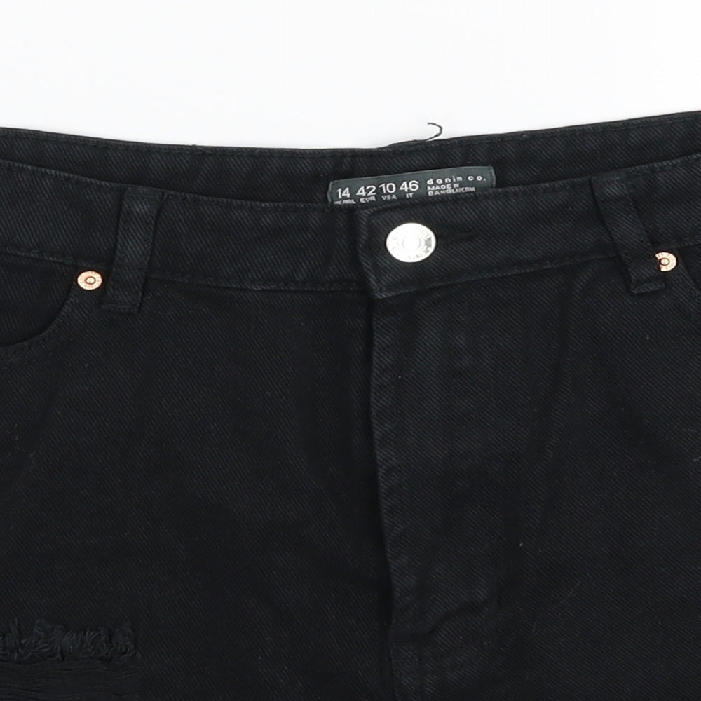 Denim Co Womens Black  Denim Hot Pants Shorts Size 14