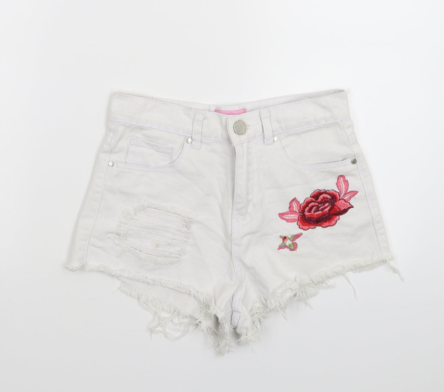 Denim & Co. Womens Blue Floral Denim Hot Pants Shorts Size 6