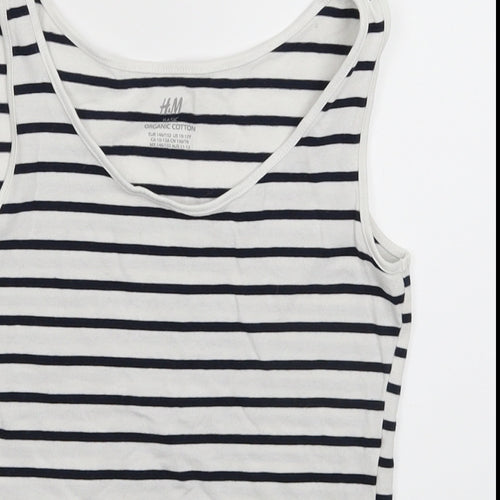 H&M Girls White Striped  Basic Tank Size 11-12 Years