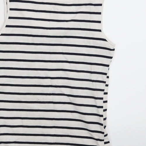 H&M Girls White Striped  Basic Tank Size 11-12 Years