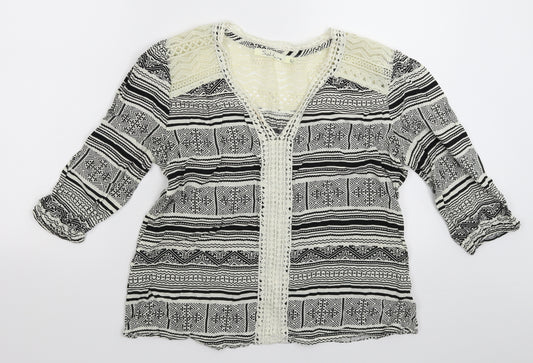 Front view of Solitaire women’s multicoloured geometric basic blouse, size M