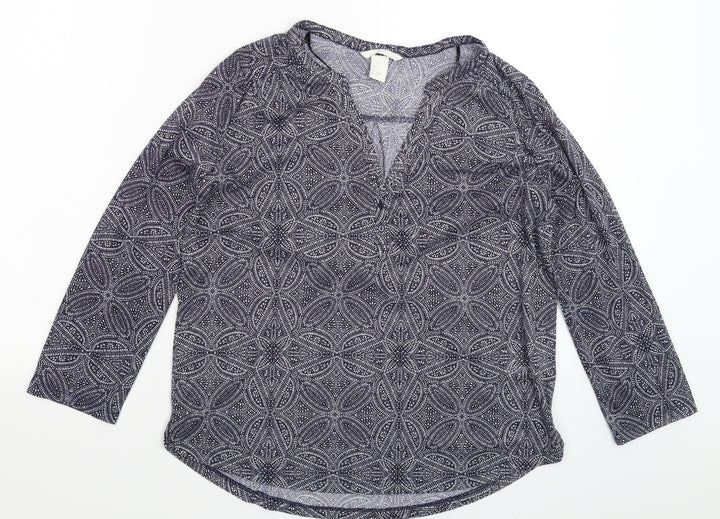 H&M Womens Blue Geometric  Basic T-Shirt Size S