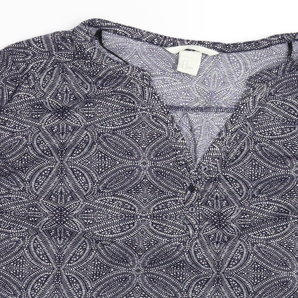 H&M Womens Blue Geometric  Basic T-Shirt Size S