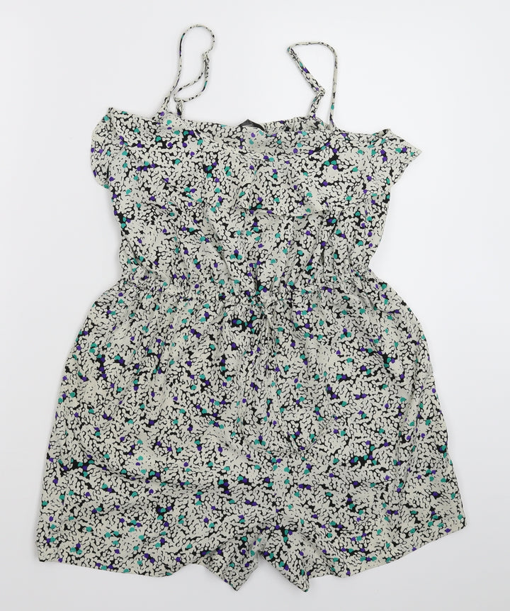 F&F Womens White Floral Jumpsuit One-Piece Size 8