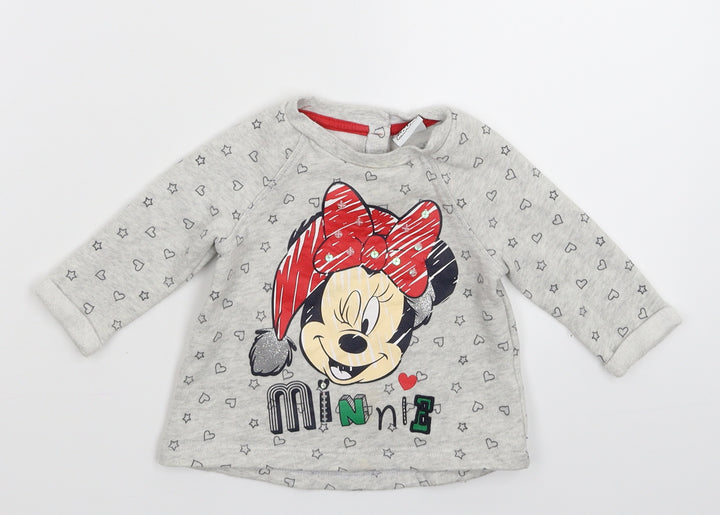 Disney Girls Grey   Pullover Jumper Size 3-6 Months  - Christmas