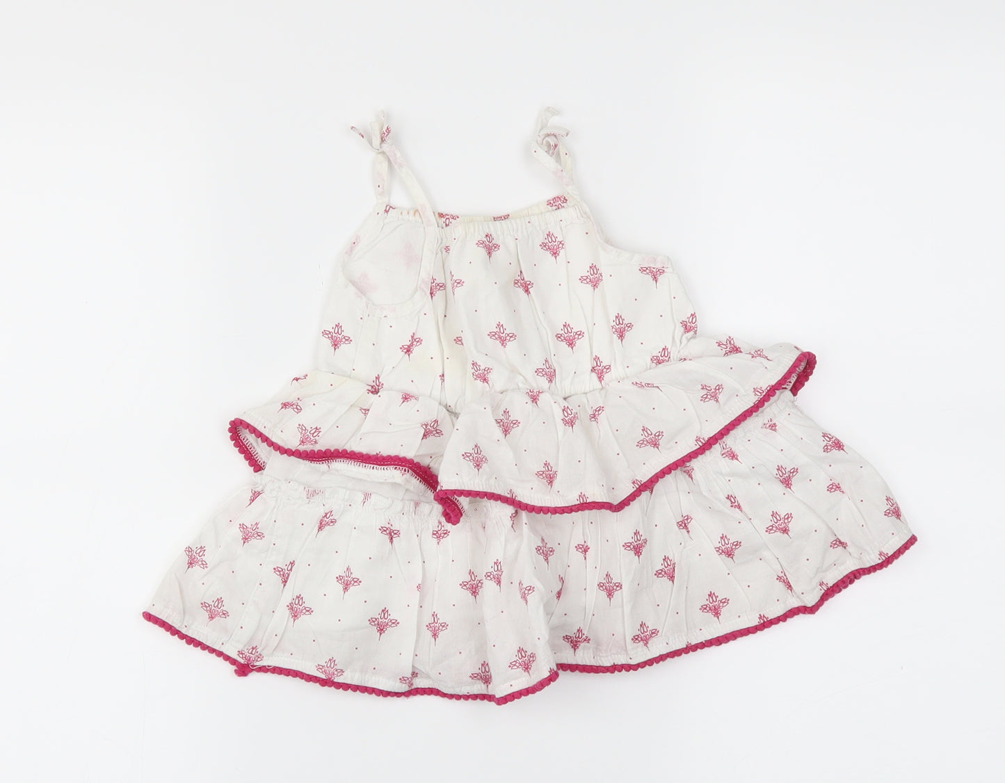 Preworn Girls White Floral  Trapeze & Swing  Size 12-18 Months