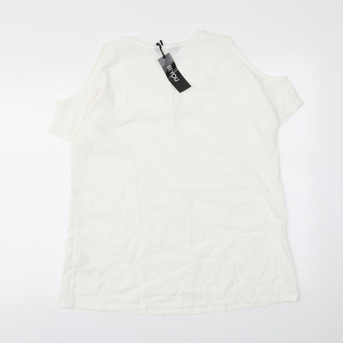 beyou Womens White   Basic Blouse Size M