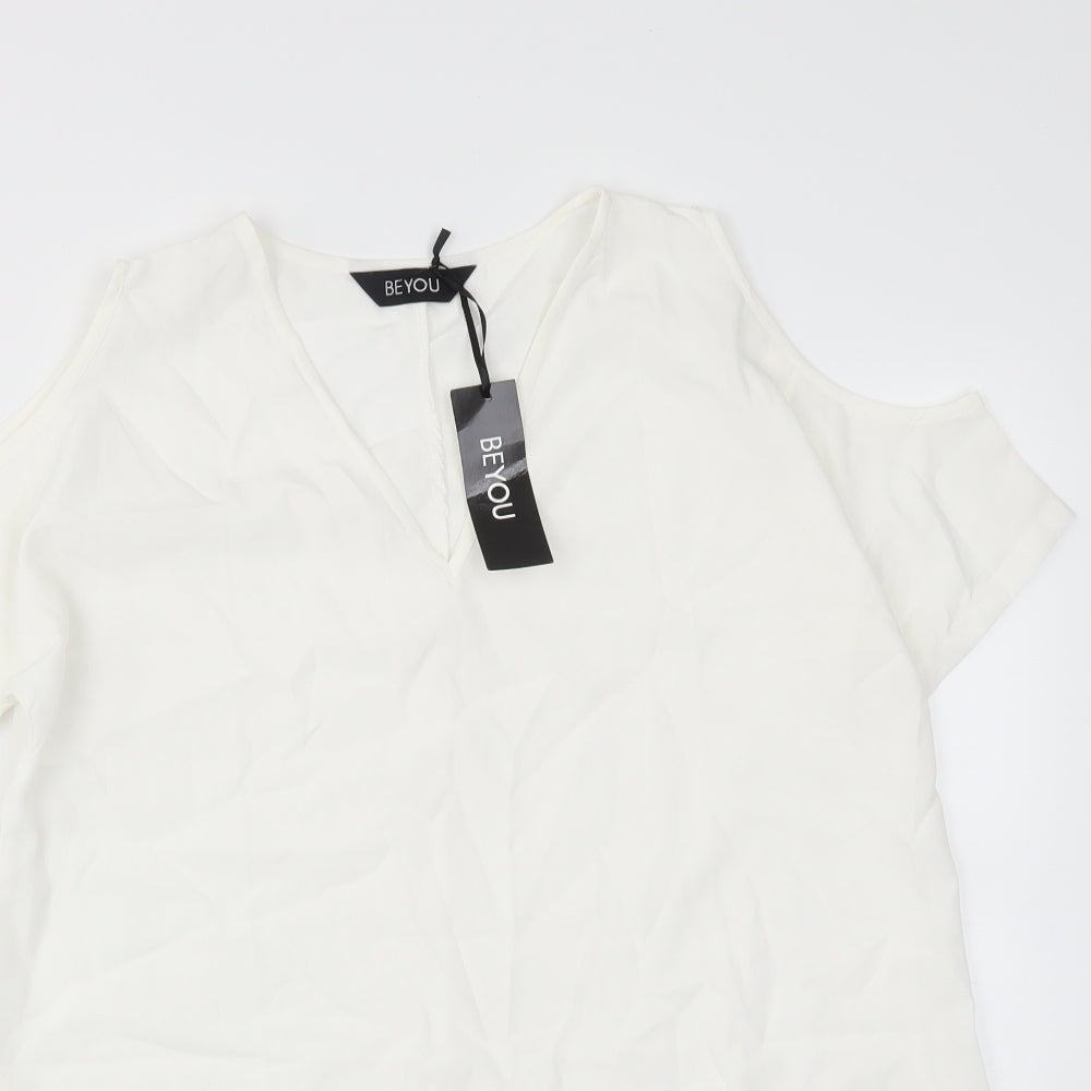 beyou Womens White   Basic Blouse Size M
