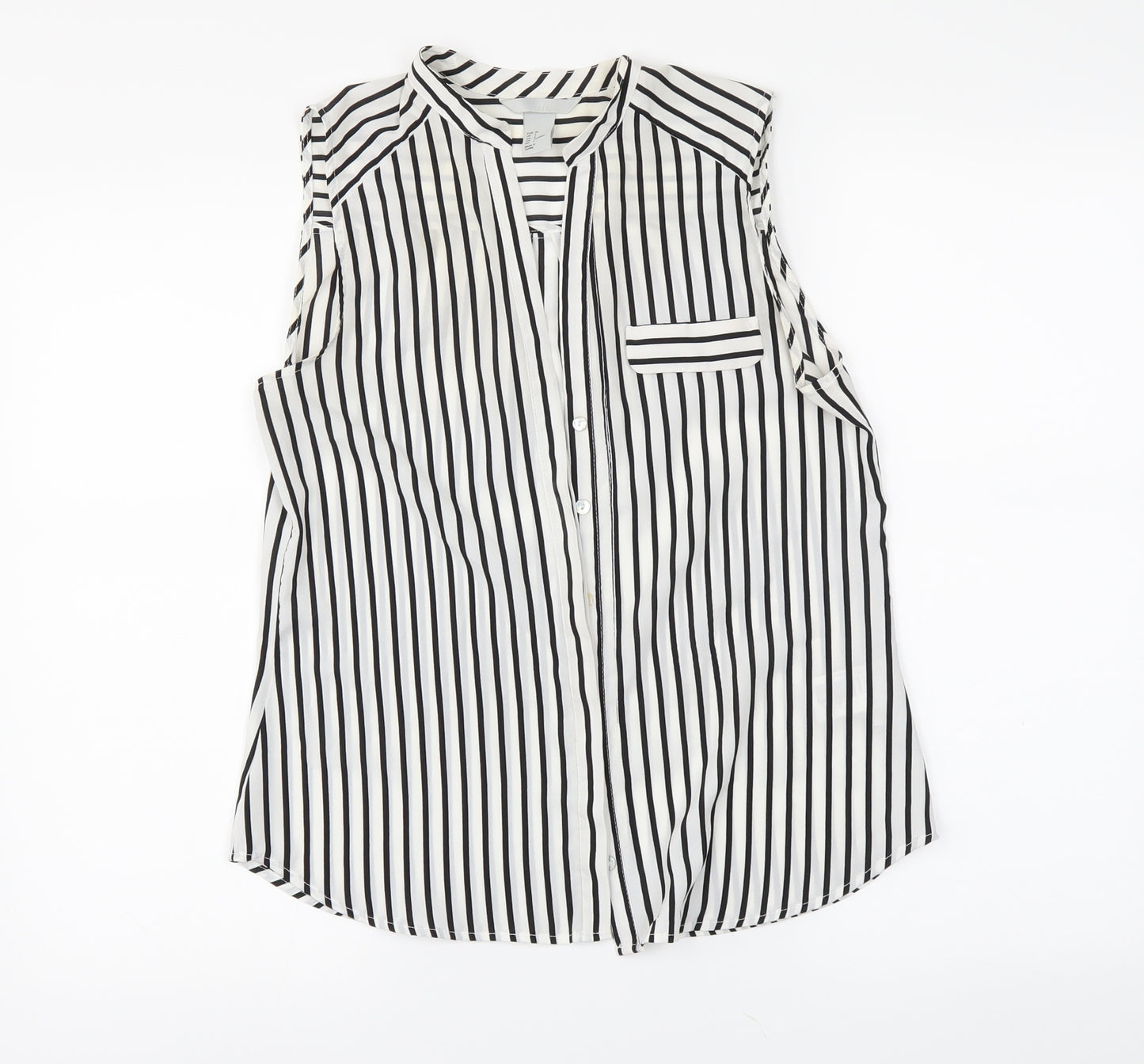 H&M Womens White Striped  Basic Button-Up Size 6