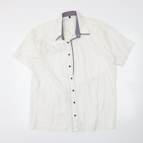 Preworn Mens White    Button-Up Size L