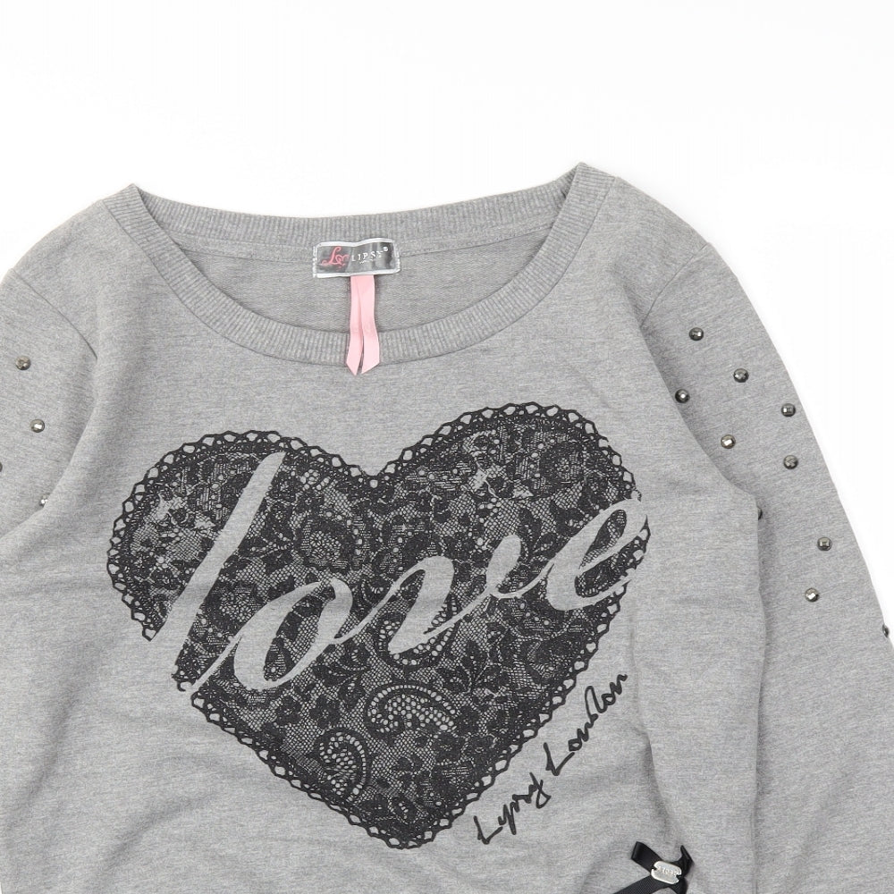 Lipsy Womens Grey   Pullover Hoodie Size 10