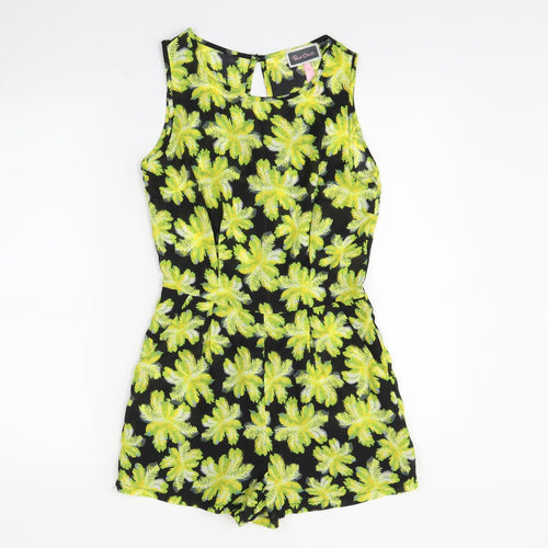Red Chilli Womens Black Floral  Playsuit One-Piece Size 8 L3 in