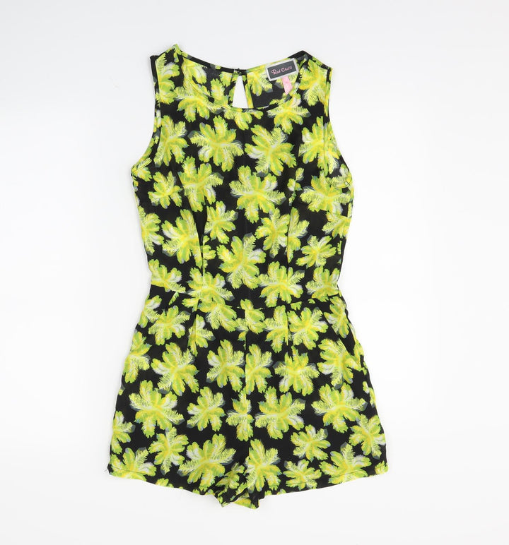 Red Chilli Womens Black Floral  Playsuit One-Piece Size 8 L3 in