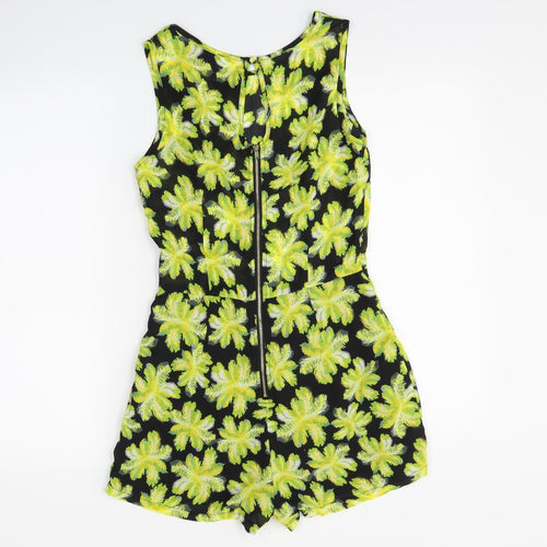 Red Chilli Womens Black Floral  Playsuit One-Piece Size 8 L3 in