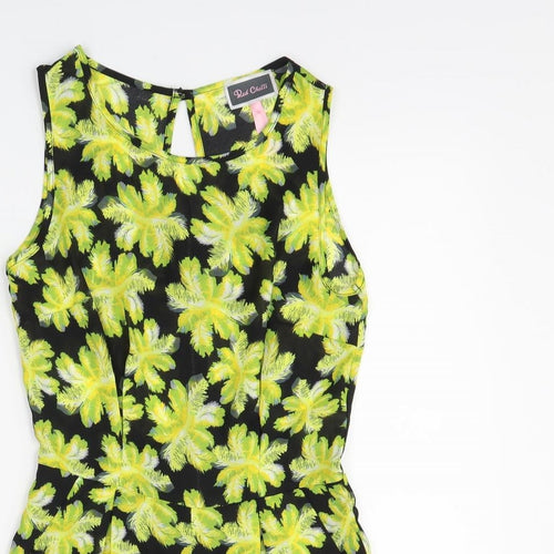 Red Chilli Womens Black Floral  Playsuit One-Piece Size 8 L3 in