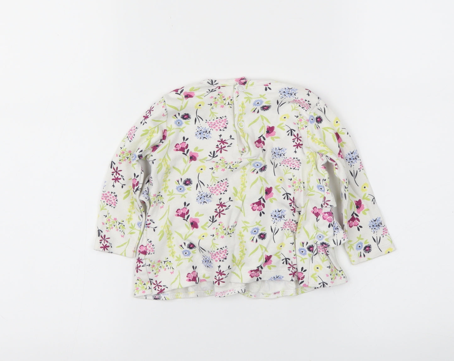 mini mol Girls White Floral  Basic Polo Size 6-9 Months