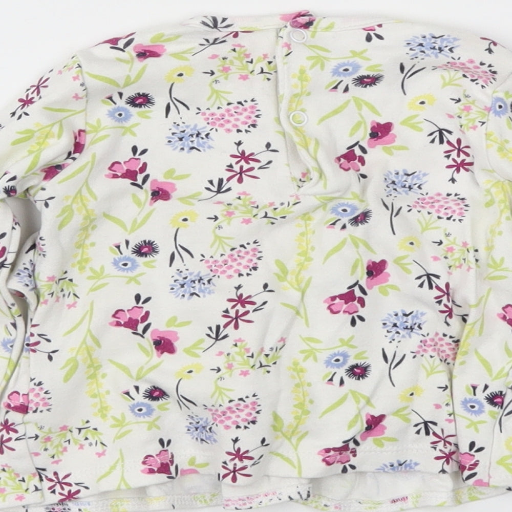 mini mol Girls White Floral  Basic Polo Size 6-9 Months