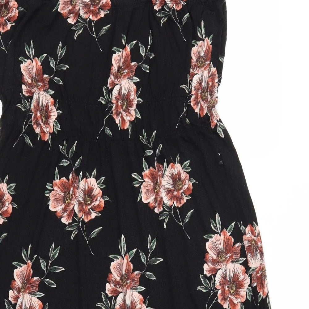Peacocks Womens Black Floral  Trapeze & Swing  Size 16