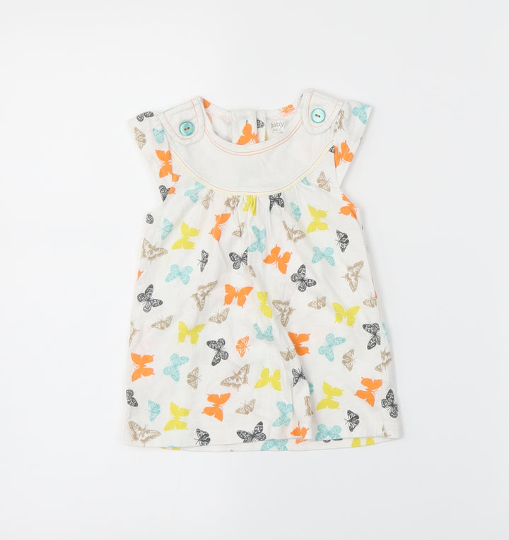 M&Co Girls White T-Shirt Dress Size 12-18 Months - butteflies