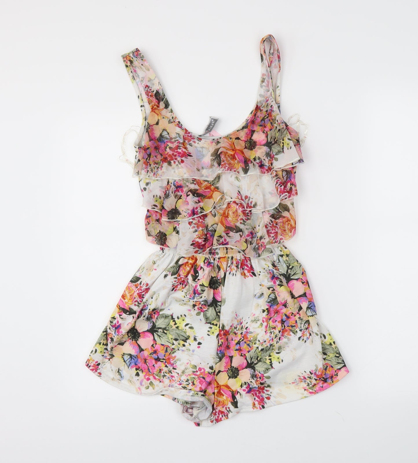 Lipsy Girls White Floral  Playsuit One-Piece Size 8 Years