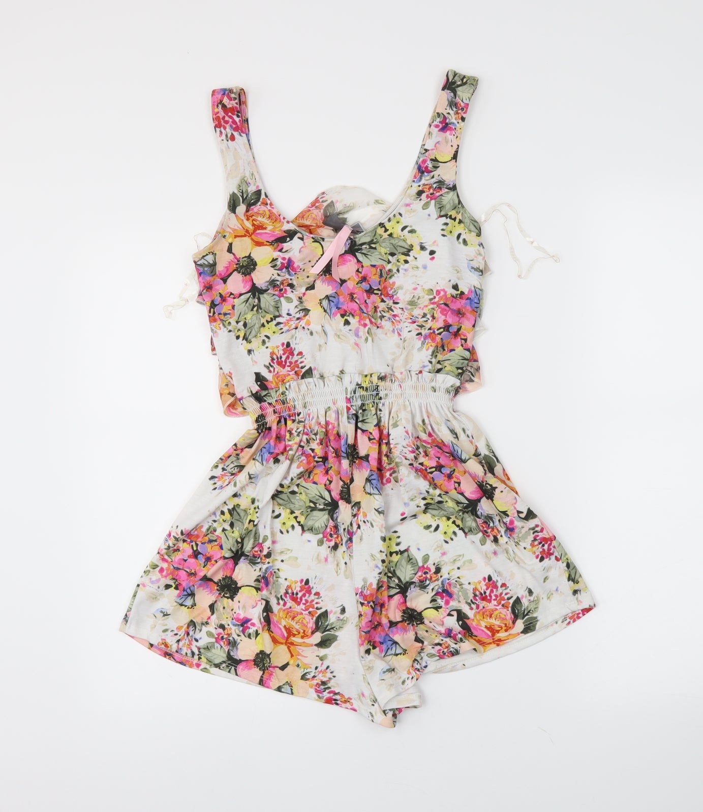 Lipsy Girls White Floral  Playsuit One-Piece Size 8 Years