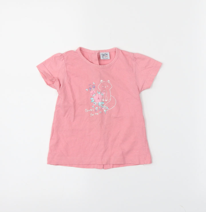 yatsi Girls Pink   Basic T-Shirt Size 6-9 Months