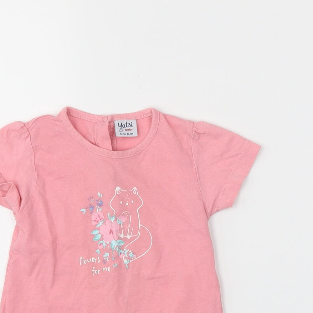 yatsi Girls Pink   Basic T-Shirt Size 6-9 Months