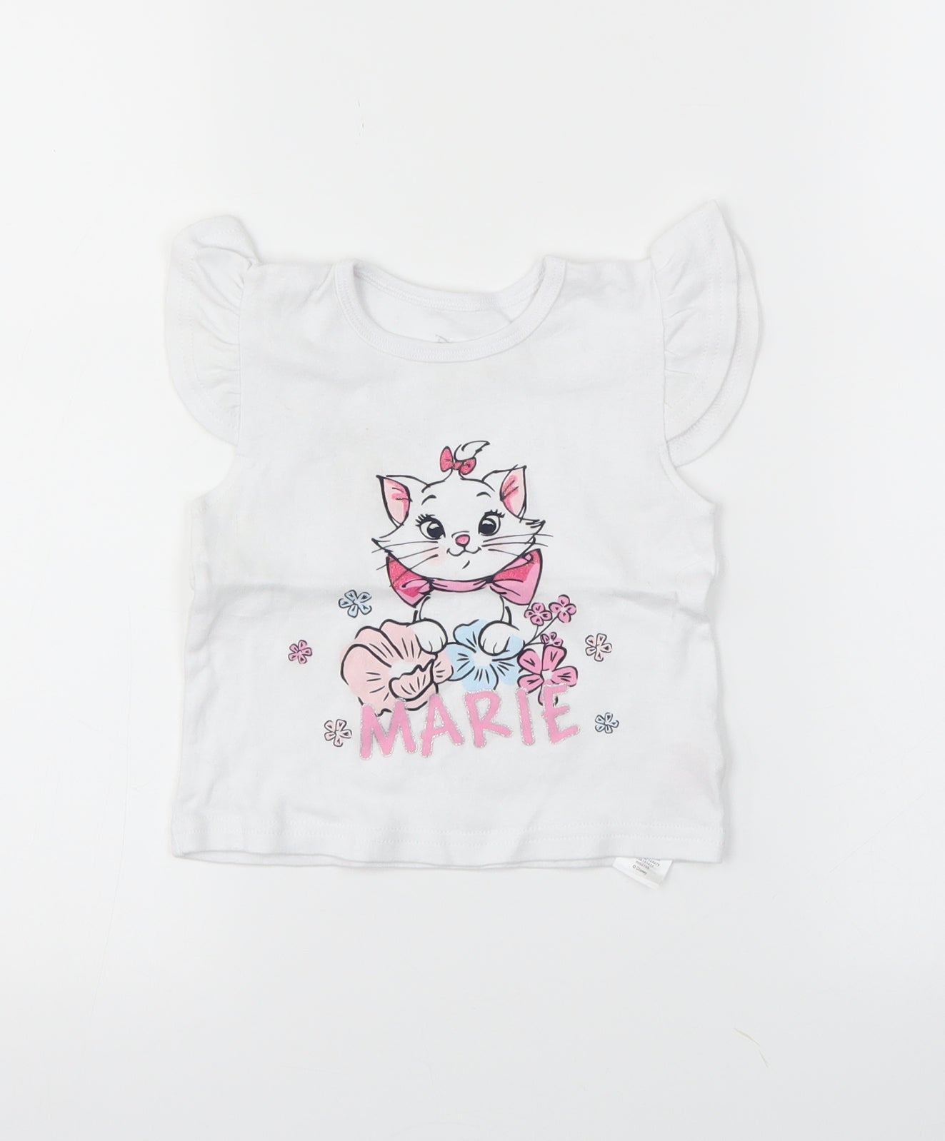 Disney Girls White   Basic T-Shirt Size 12-18 Months