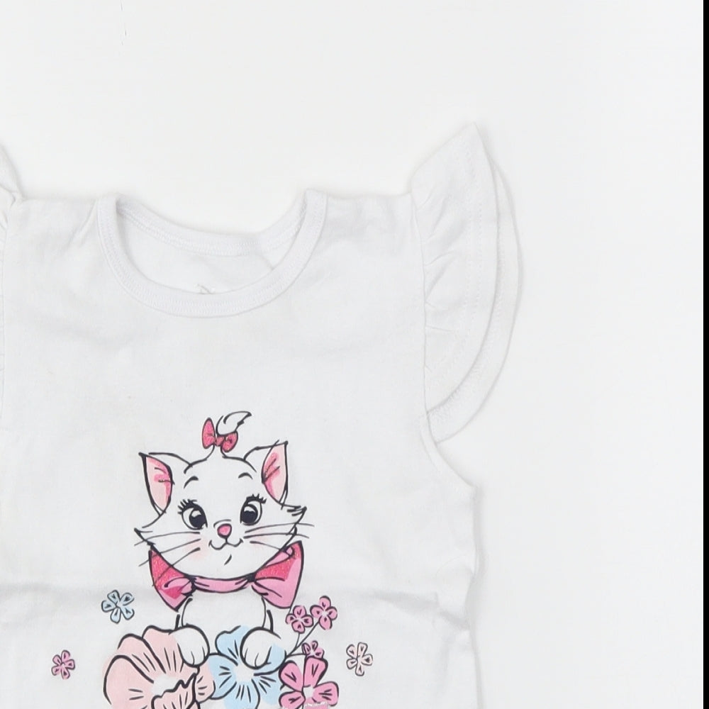 Disney Girls White   Basic T-Shirt Size 12-18 Months