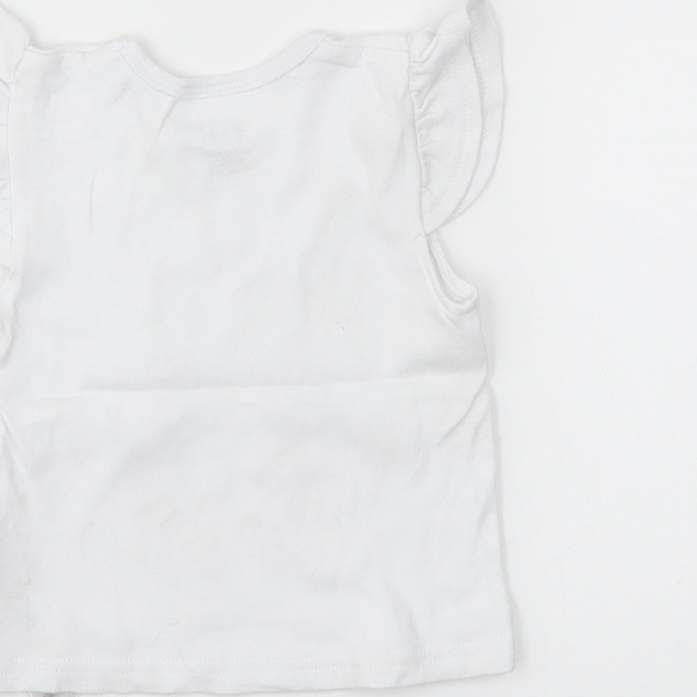 Disney Girls White   Basic T-Shirt Size 12-18 Months