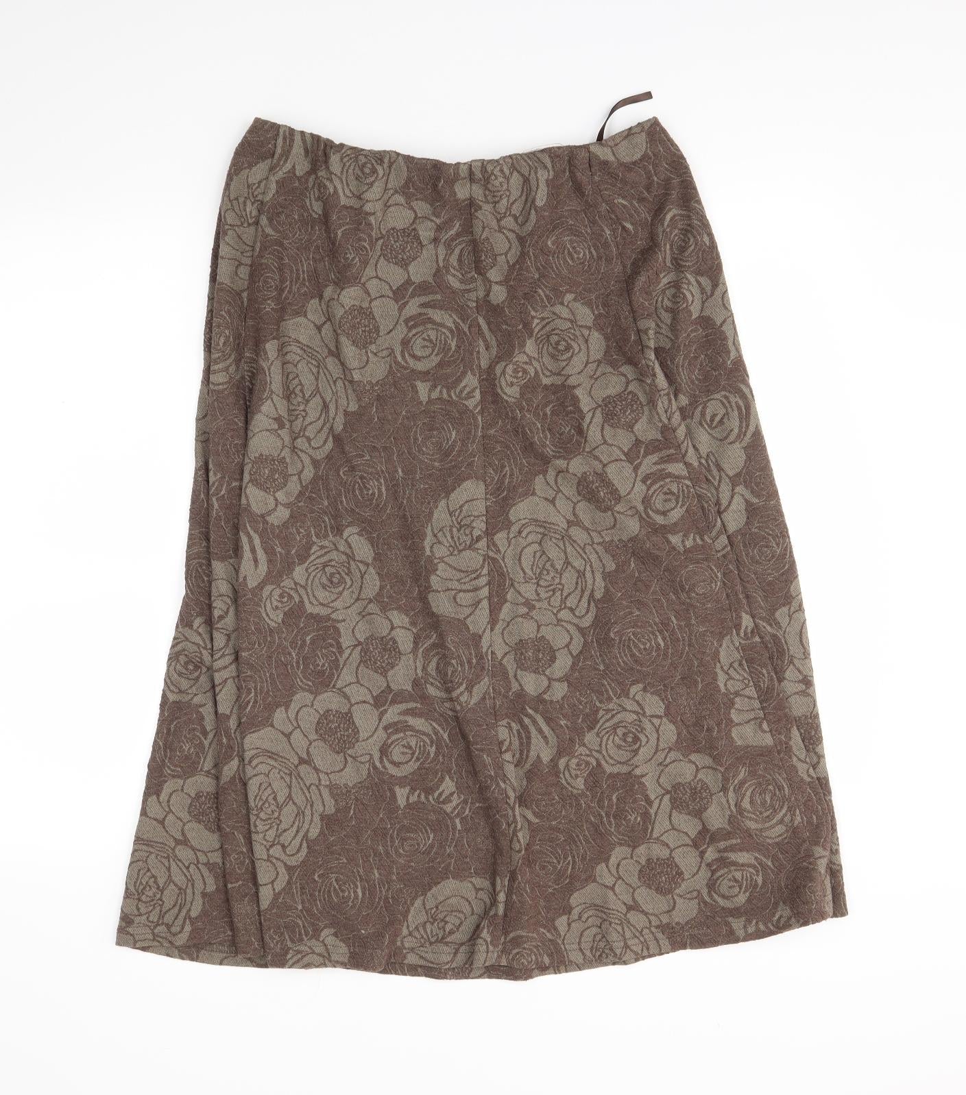 Eastex Womens Brown Floral  Swing Skirt Size 14