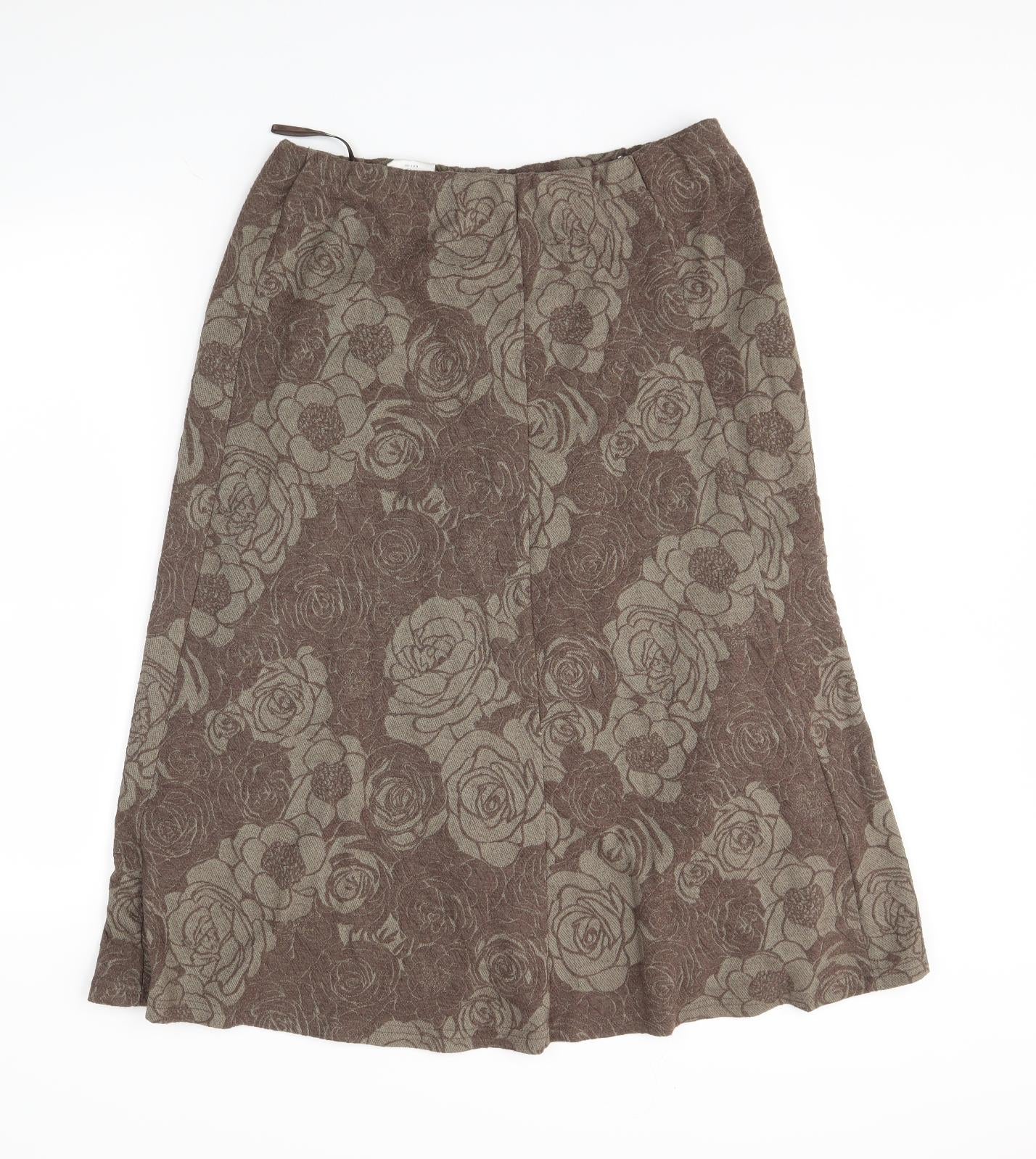 Eastex Womens Brown Floral  Swing Skirt Size 14