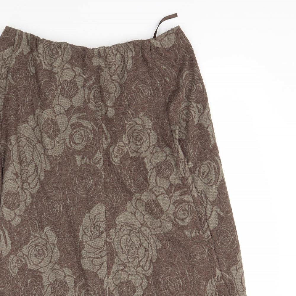 Eastex Womens Brown Floral  Swing Skirt Size 14