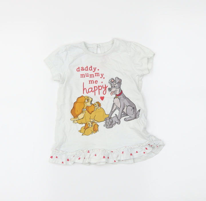 George Girls White   Basic T-Shirt Size 12-18 Months