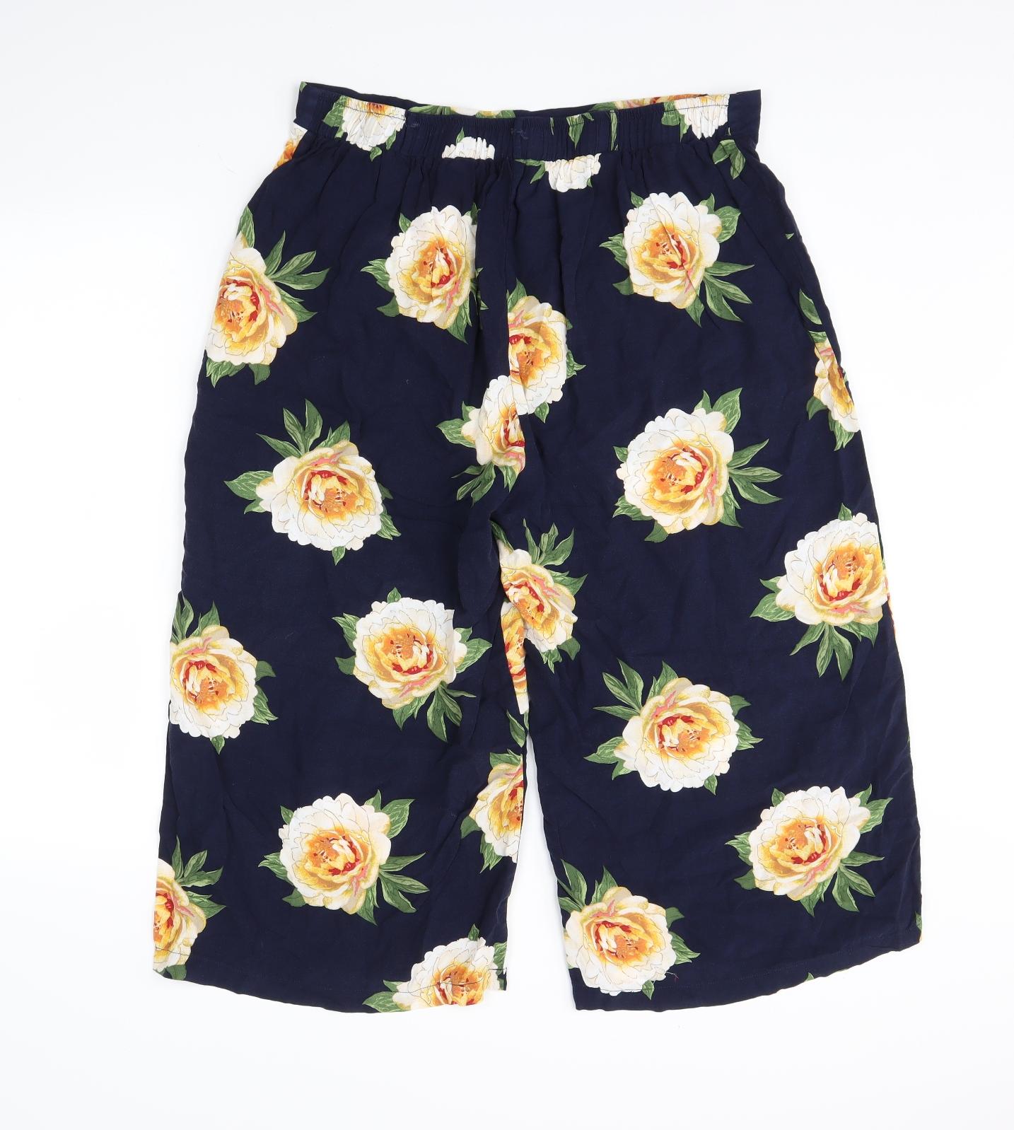 George Womens Blue Floral  Trousers  Size 16 L23 in