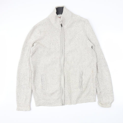 BHS Mens Beige   Full Zip Jumper Size L