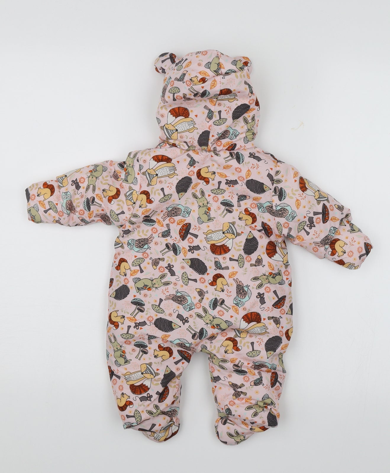Bebe Bonito  Pink   Puffer Jacket Snowsuit Size 0-3 Months  - Woodland animals