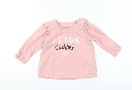 Front view of Matalan Baby Pink Basic Blouse, size 3-6, Months - I love cuddles