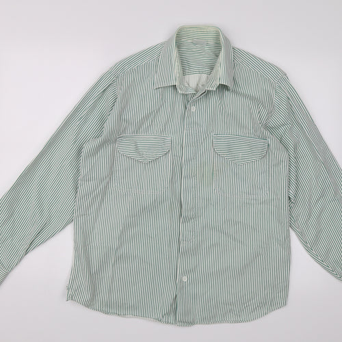 INL Womens Green Striped  Basic Button-Up Size 12