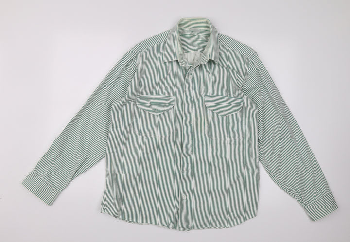 INL Womens Green Striped  Basic Button-Up Size 12