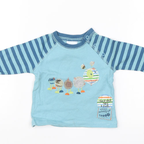 Cherokee Baby Blue Striped  Jersey T-Shirt Size 0-3 Months  - Garden bug trail