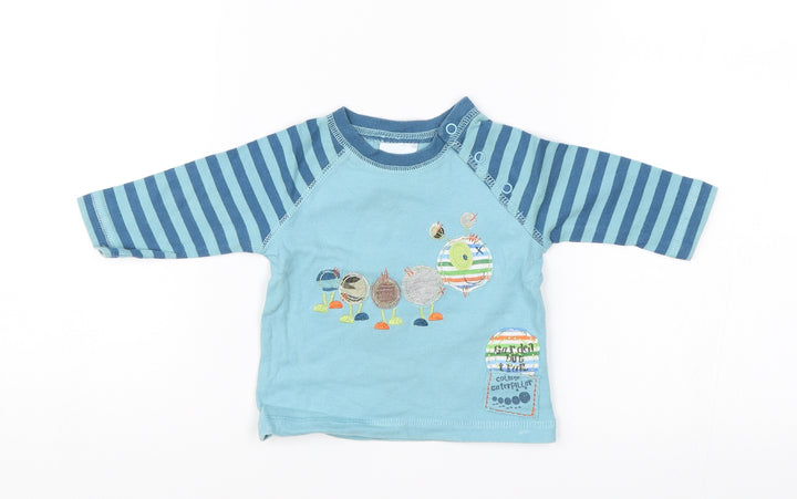 Cherokee Baby Blue Striped  Jersey T-Shirt Size 0-3 Months  - Garden bug trail