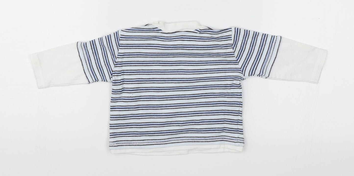 George Baby Blue Striped  Jersey T-Shirt Size 0-3 Months  - My big red fire engine