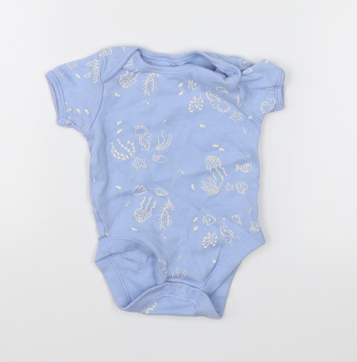 George Baby Blue   Romper One-Piece Size 6-9 Months  - Seahorse Print