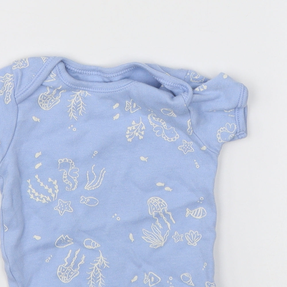 George Baby Blue   Romper One-Piece Size 6-9 Months  - Seahorse Print