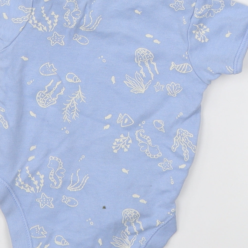 George Baby Blue   Romper One-Piece Size 6-9 Months  - Seahorse Print
