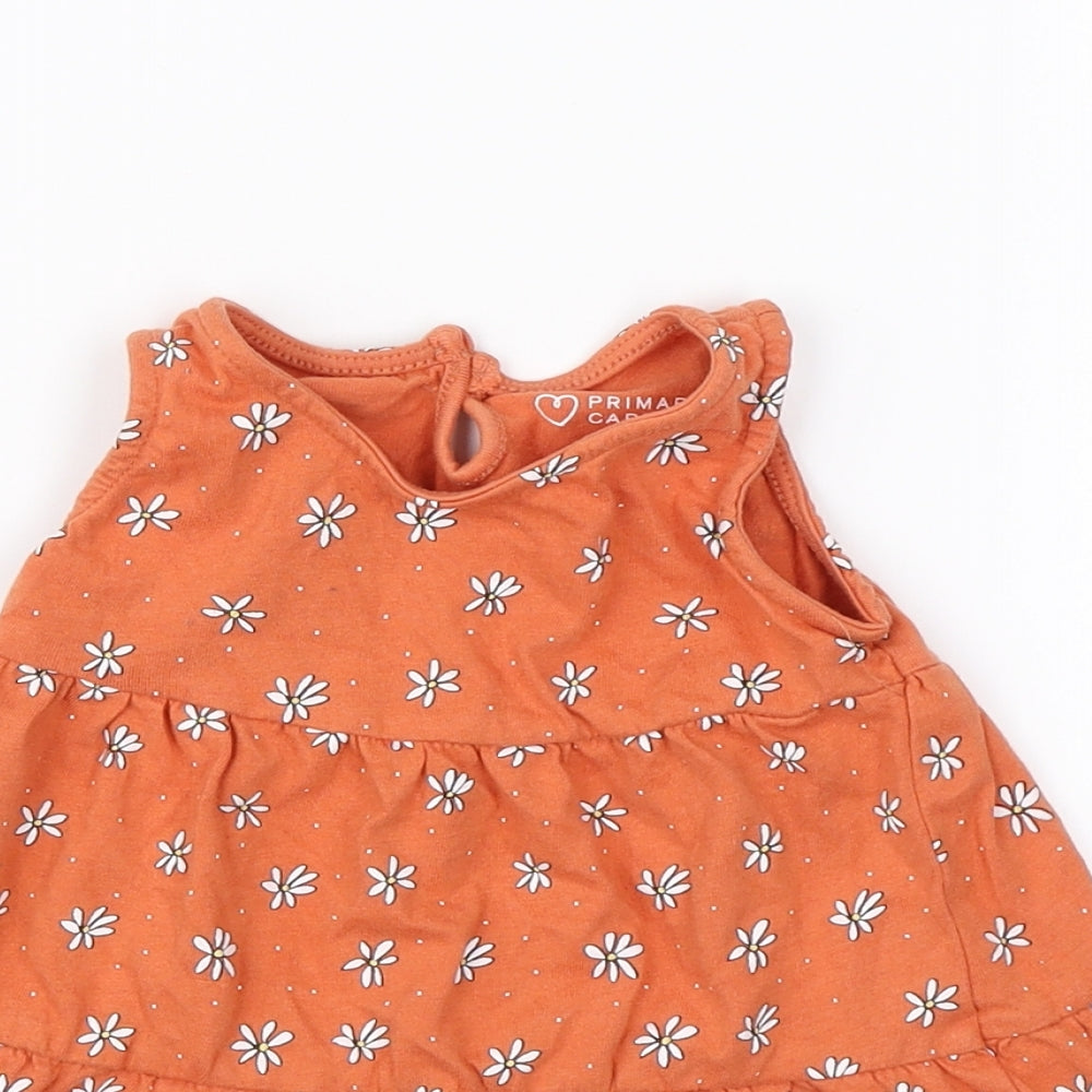 Primark Baby Orange Floral  Shift  Size 6-9 Months